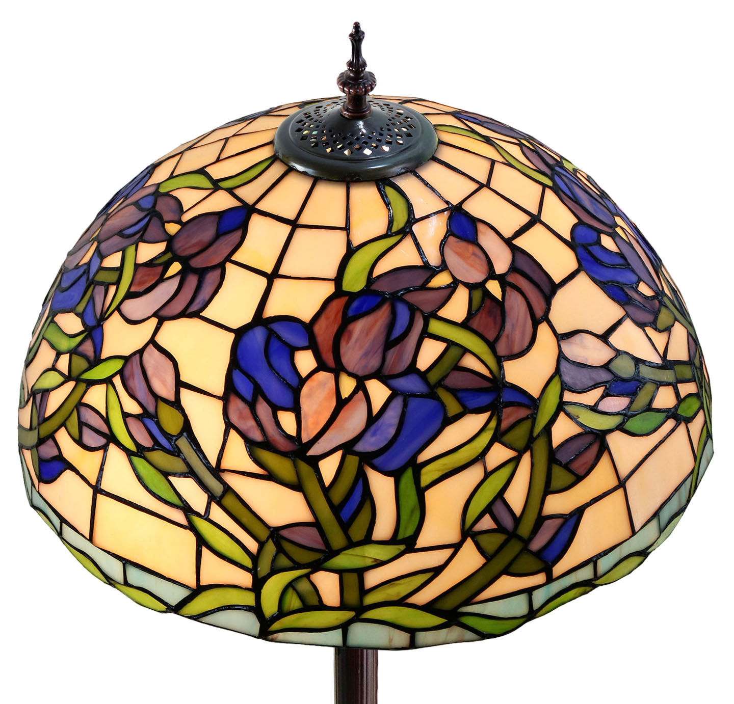 18" Classical Blue Iris Wisteria Stained Glass Tiffany Floor Lamp