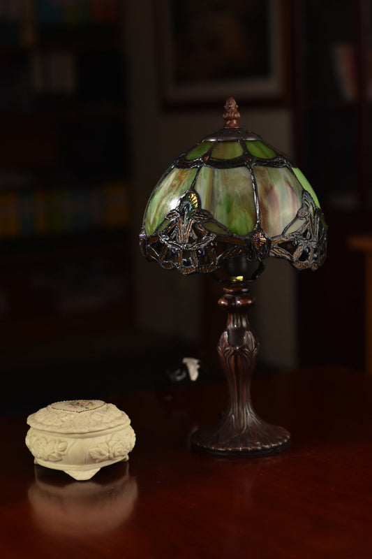 Elegant 8" Bloodstone color  Baroque Style Tiffany Mini Lamp