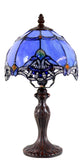 Cute  8" Blue Baroque Style curved Glass Tiffany Mini Lamp