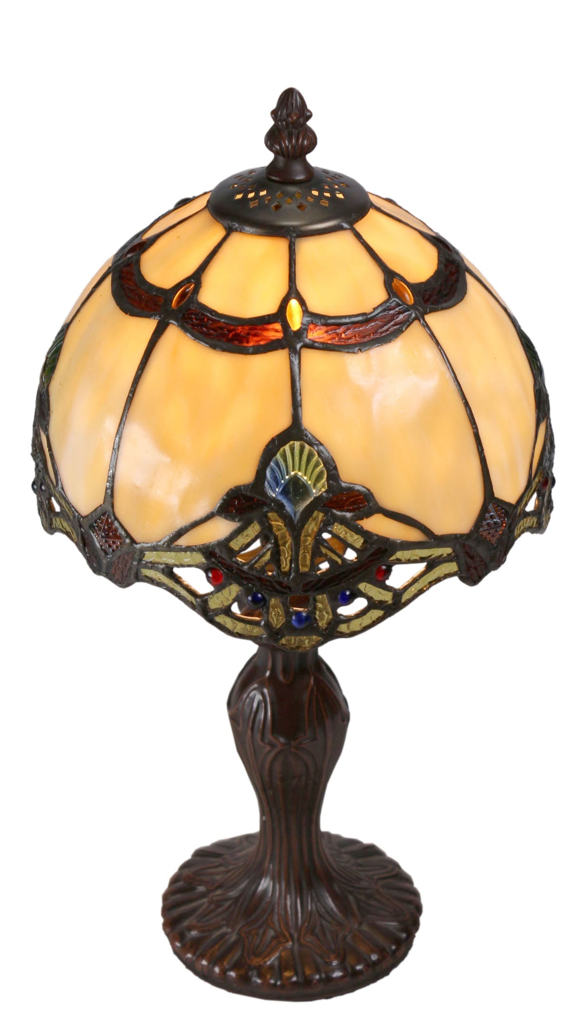 Elegant 8" Beige  Baroque Style Tiffany Mini Lamp