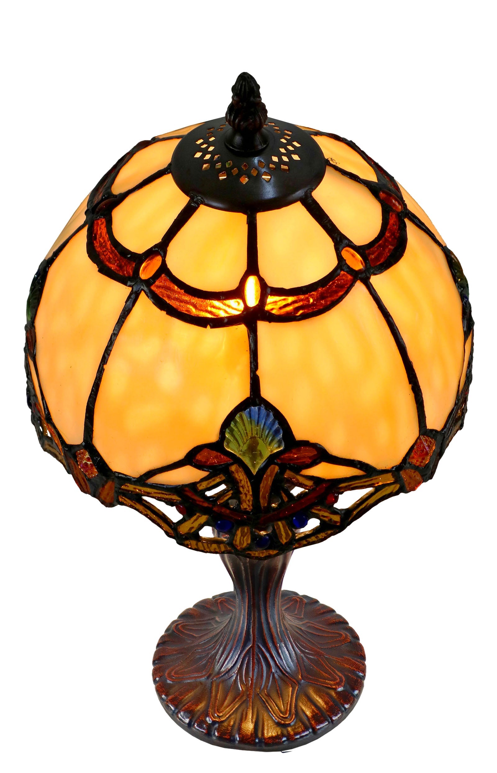 Elegant 8" Beige  Baroque Style Tiffany Mini Lamp