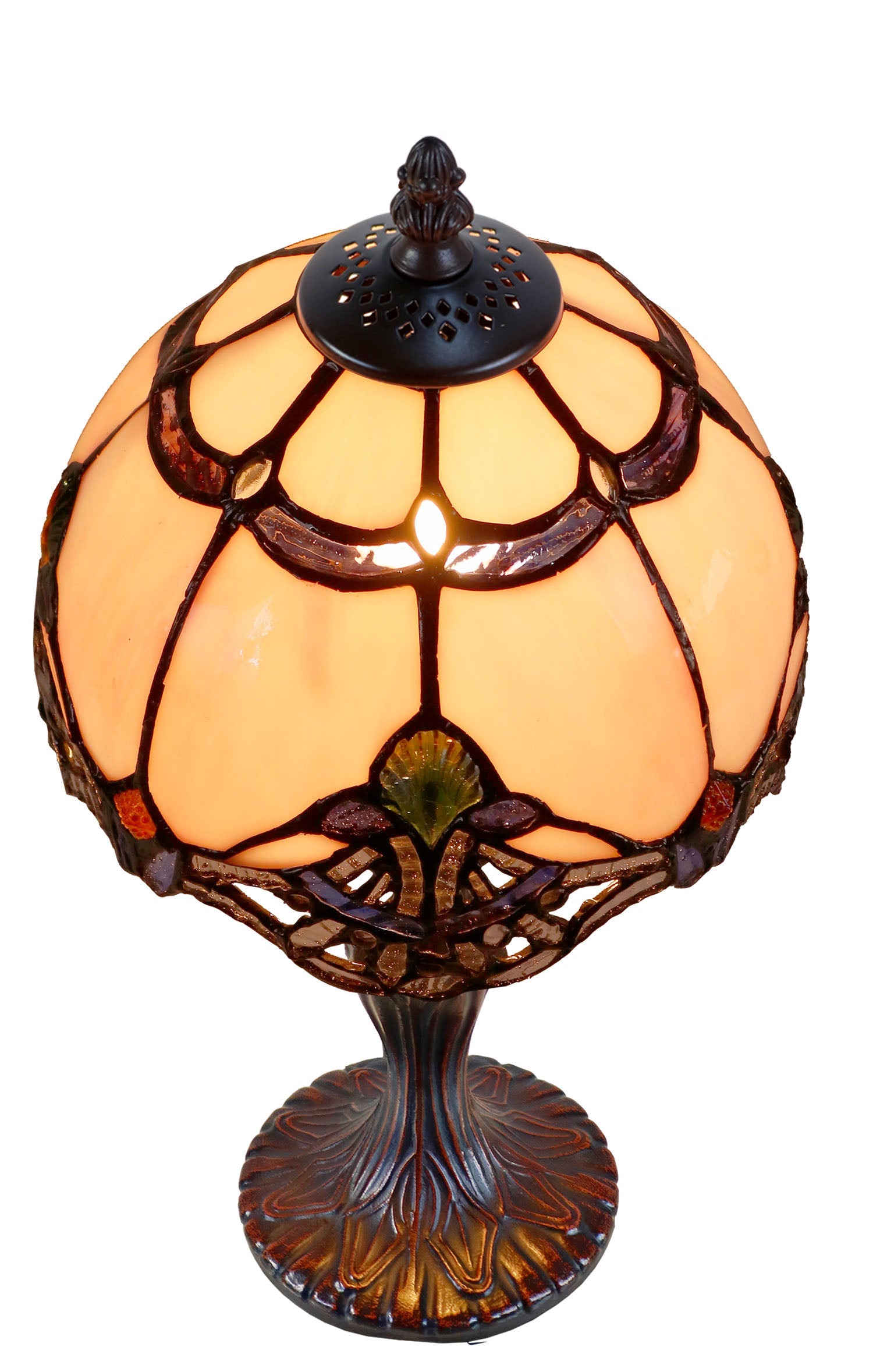 Lavender Pink Stunning  8"  Baroque Style curved Glass Tiffany Mini Lamp