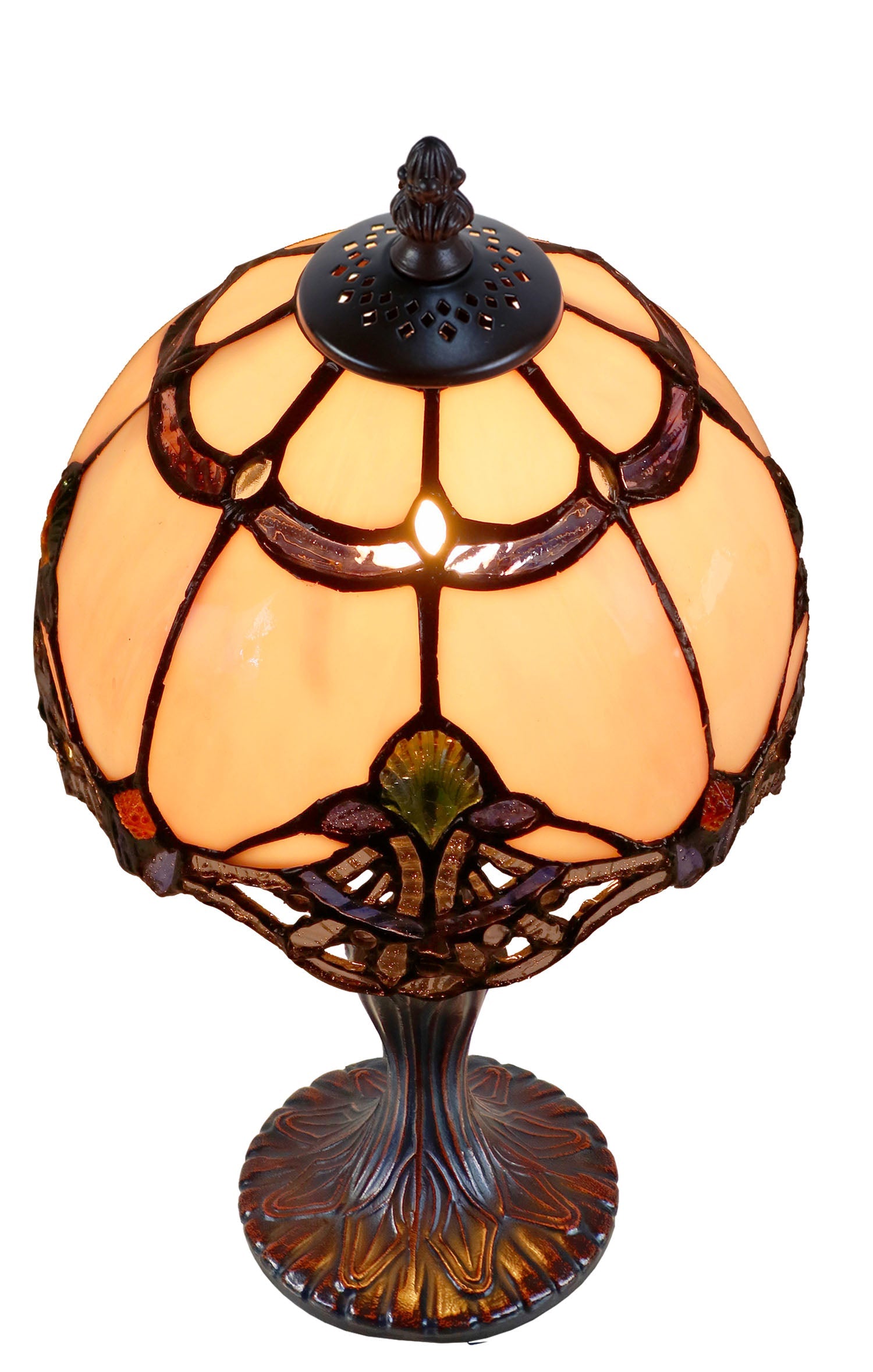 Lavender Pink Stunning 8" Rococo Style curved Glass Tiffany Mini Lamp ...