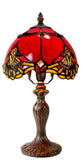 Red 8" Rococo Style curved Glass Tiffany Mini Lamp