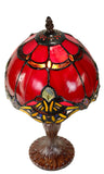 Stunning 8" Red Baroque Style curved Glass Tiffany Mini Lamp