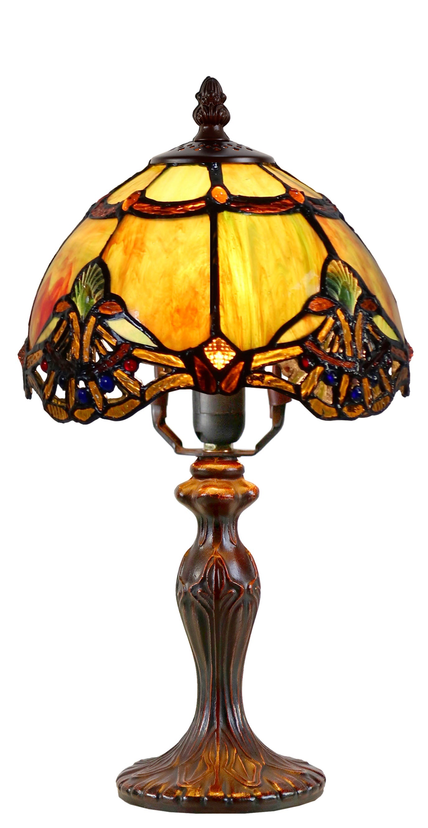 Elegant 8" Bloodstone color  Baroque Style Tiffany Mini Lamp