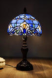 Stunning 8" Blue  Baroque Style Tiffany Mini Table Lamp