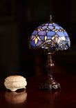 Stunning 8" Blue  Baroque Style Tiffany Mini Table Lamp