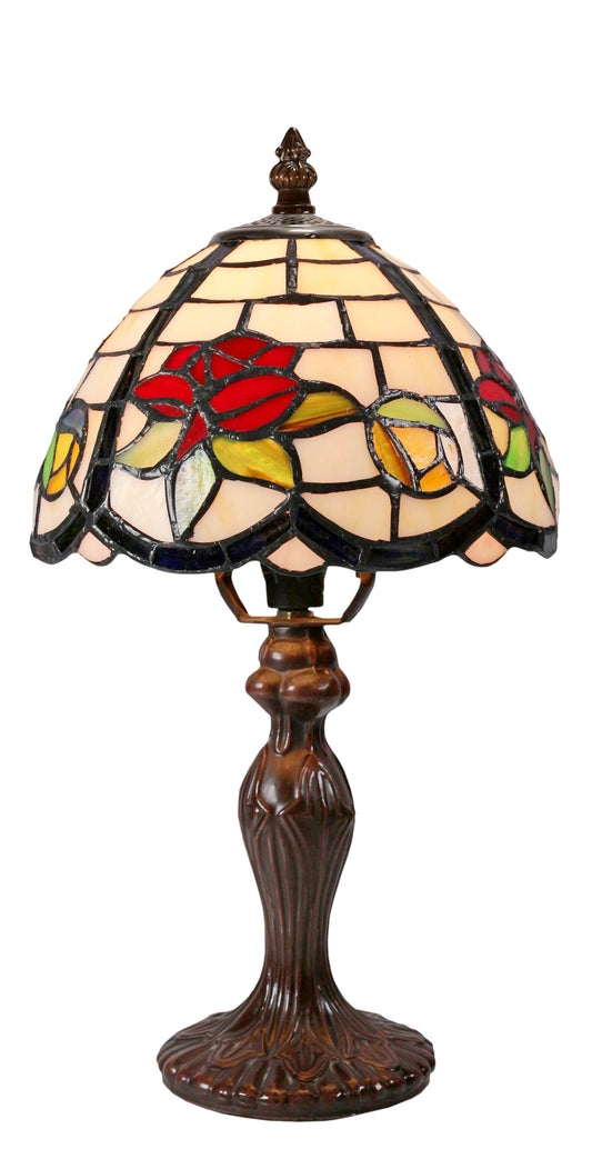 Stunning 8" Flower and Leaf Style Tiffany Mini Table Lamp