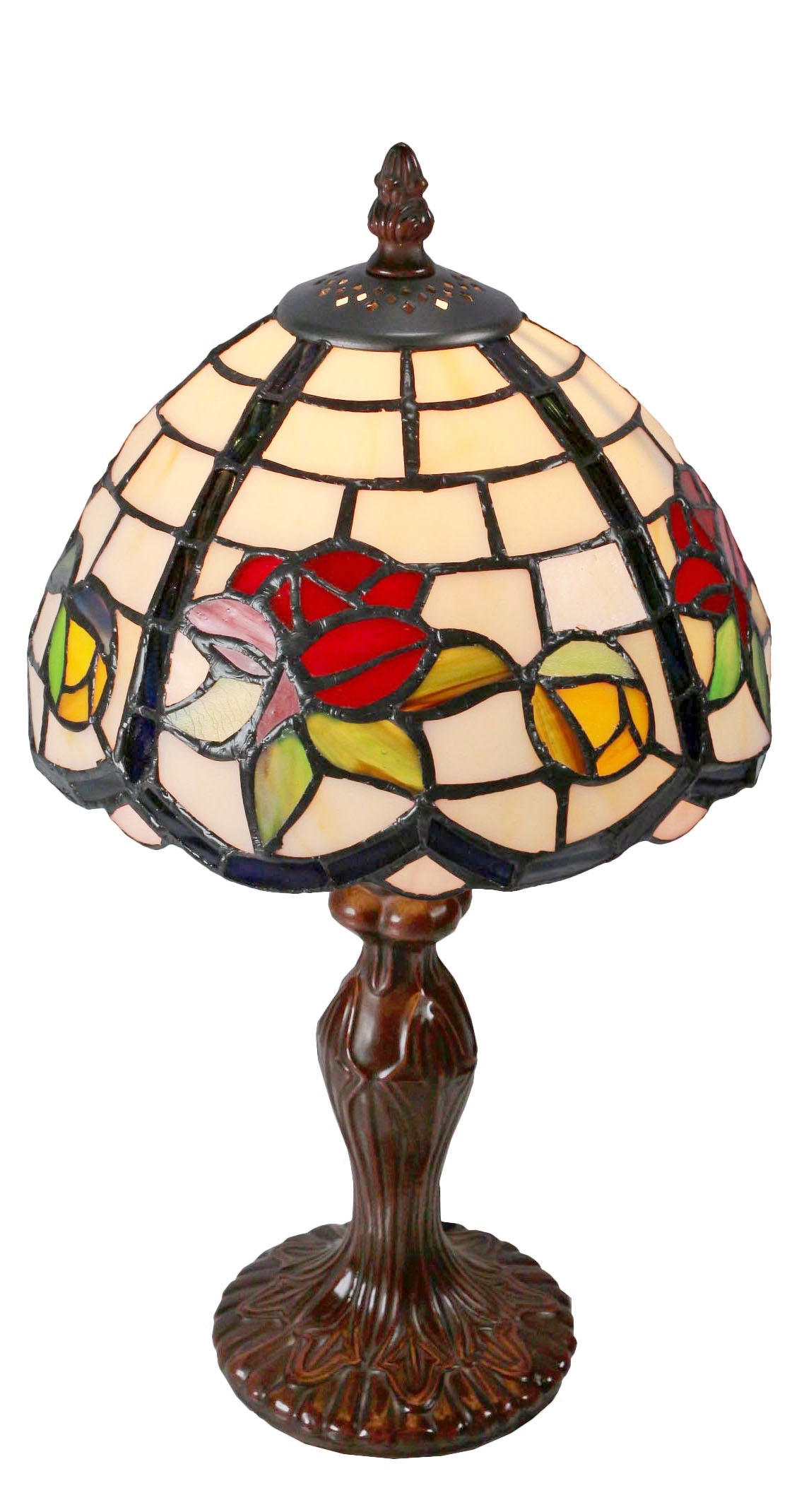 Stunning 8" Flower and Leaf Style Tiffany Mini Table Lamp