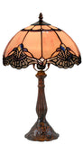 12" Pink Baroque Accent Style Tiffany Bedside Lamp
