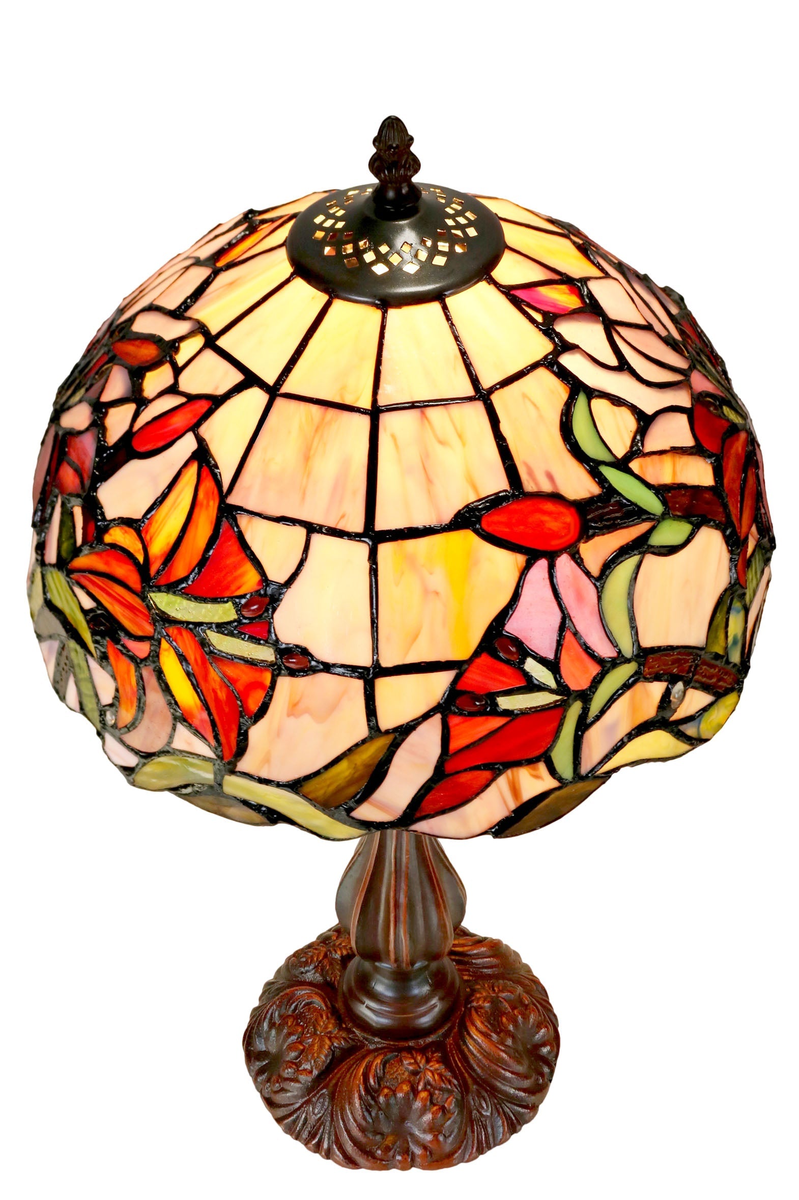 Amazing Oriental Lily  Style Stained Glass Leadlight Tiffany  Desk Lamp