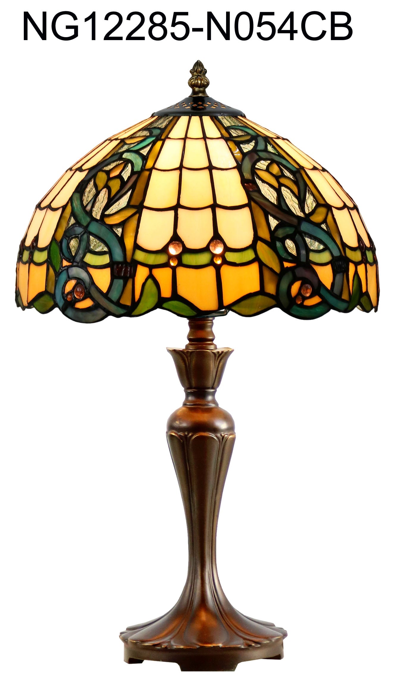 12" Leaf Ribbon Style Stained Glass Leadlight Tiffany Bedside Lamp ...