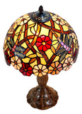 12" Traditional Dragonfly Style Daisy Flower Tiffany Bedside Lamp