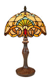 12" Beige Baroque  Style Tiffany Bedside Lamp