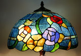 Large  Red Purple Yellow Rose Style Tiffany Table Lamp