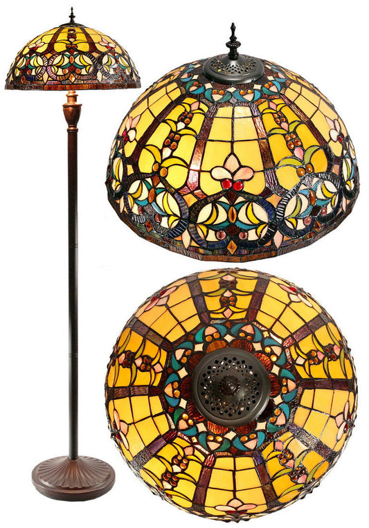 Large 18" Victorian Ornamental Tiffany Style Floor Lamp