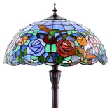 18" Hummingbird Flower  Stained Glass Tiffany Floor Lamp