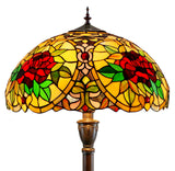 Huge 20" Red Camellia Style Leadlight Tiffany Floor Lampk