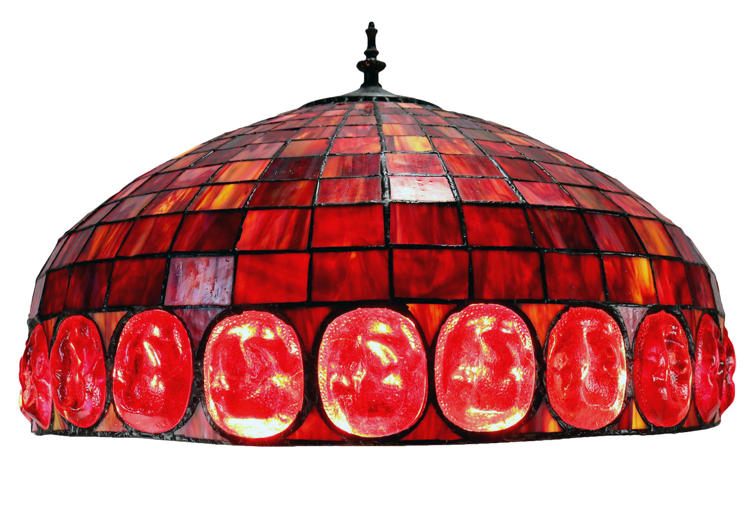 Huge 20" Red GEOMETRIC DOME Tiffany Floor Lamp