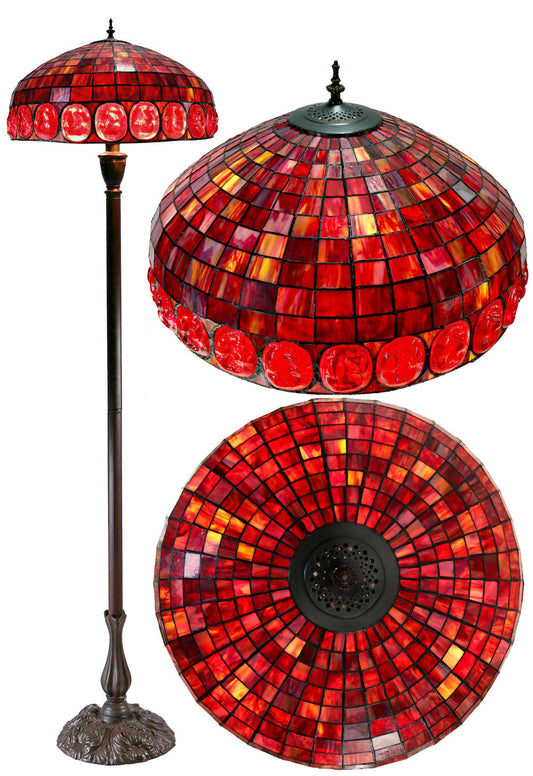 Huge 20" Red GEOMETRIC DOME Tiffany Floor Lamp