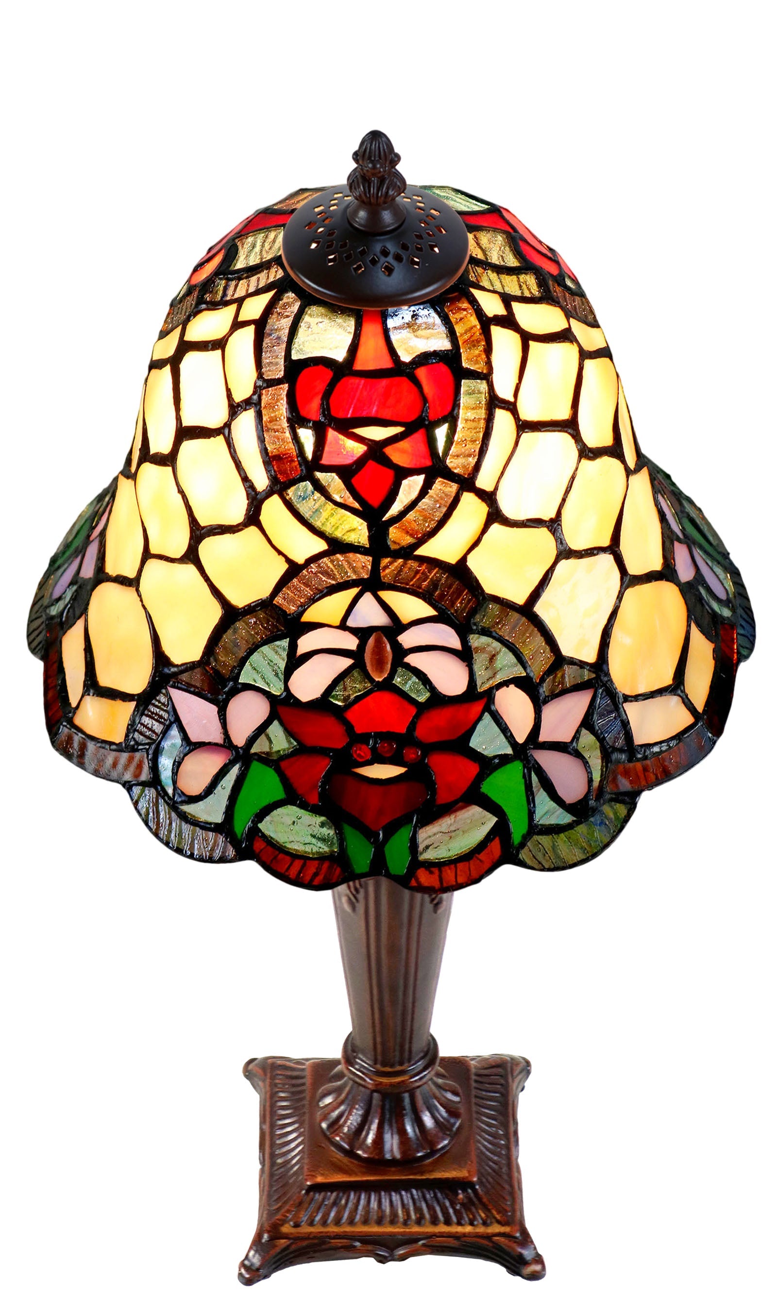 10"  Traditional Alicia Tiffany Style Stained Glass Table Lamp