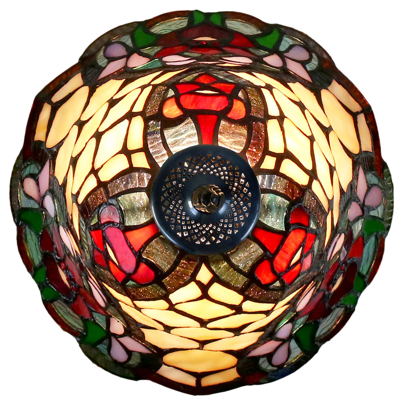 10"  Flower Poppy Tiffany Style Stained Glass Table Lamp