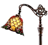 Red Camillia Style Leadlight Stained Glass Bridge Arm Tiffany  Floor Lamp