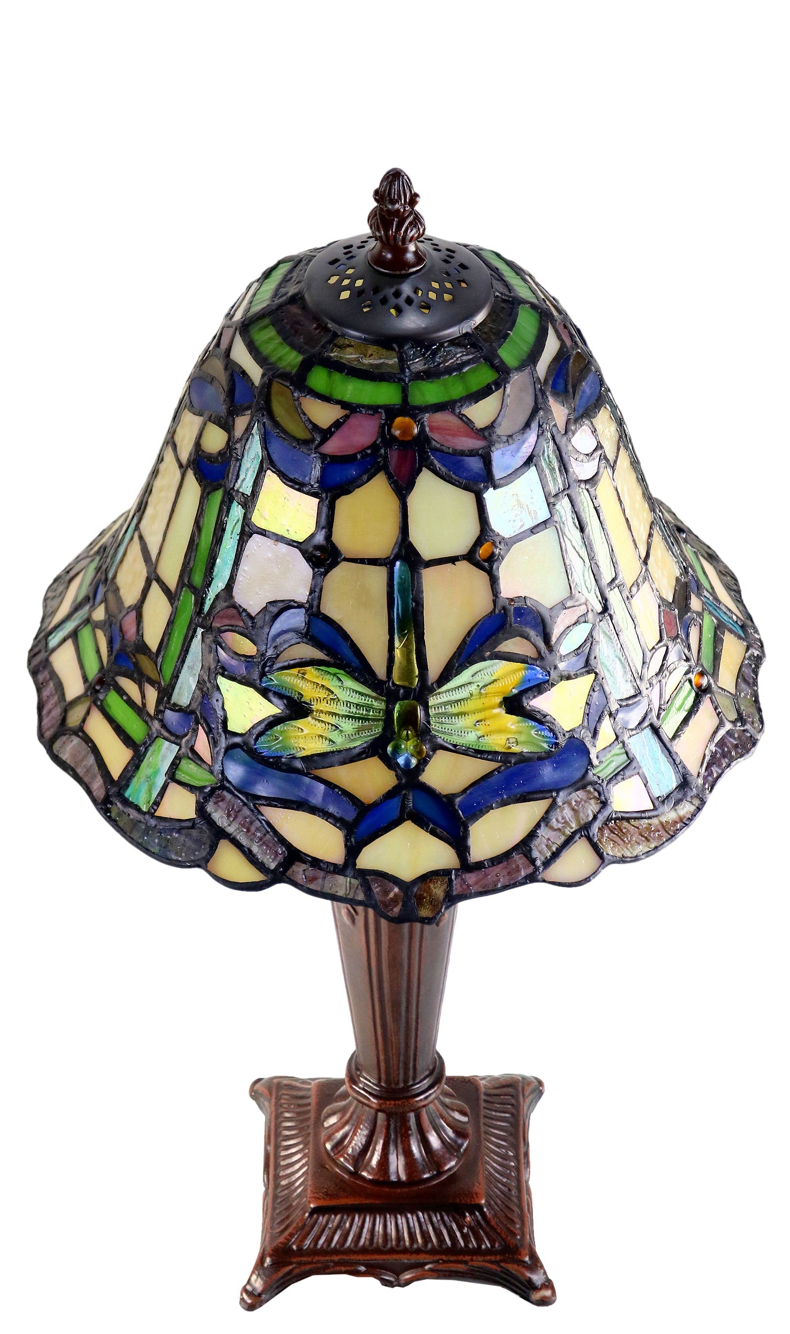 10"  Traditional Dragonfly Tiffany Style Stained Glass Table Lamp