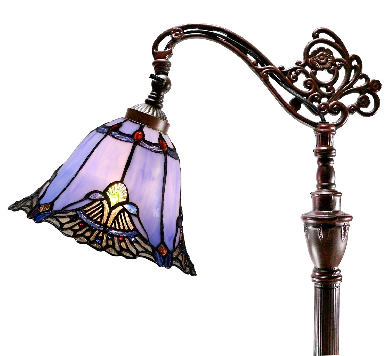 Baroque Accent Style Leadlight Stained Glass Bridge Arm Tiffany  Floor Lamp