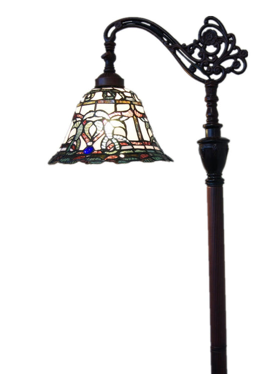 Victorian Style Leadlight Stained Glass Bridge Arm Tiffany  Floor Lamp