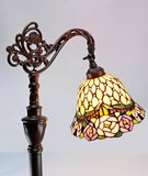 Jeweled Rose Leadlight Stained Glass Bridge Arm Tiffany  Floor Lamp
