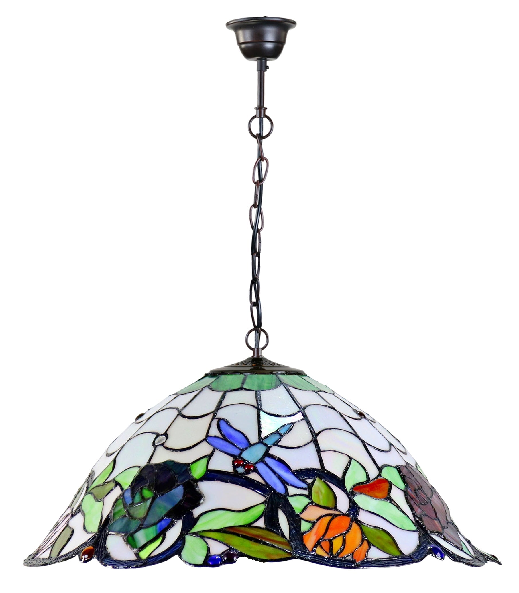 Huge 20" Helmet  Shade Traditional Dragonfly Style Tiffany  Pendant Light Down light