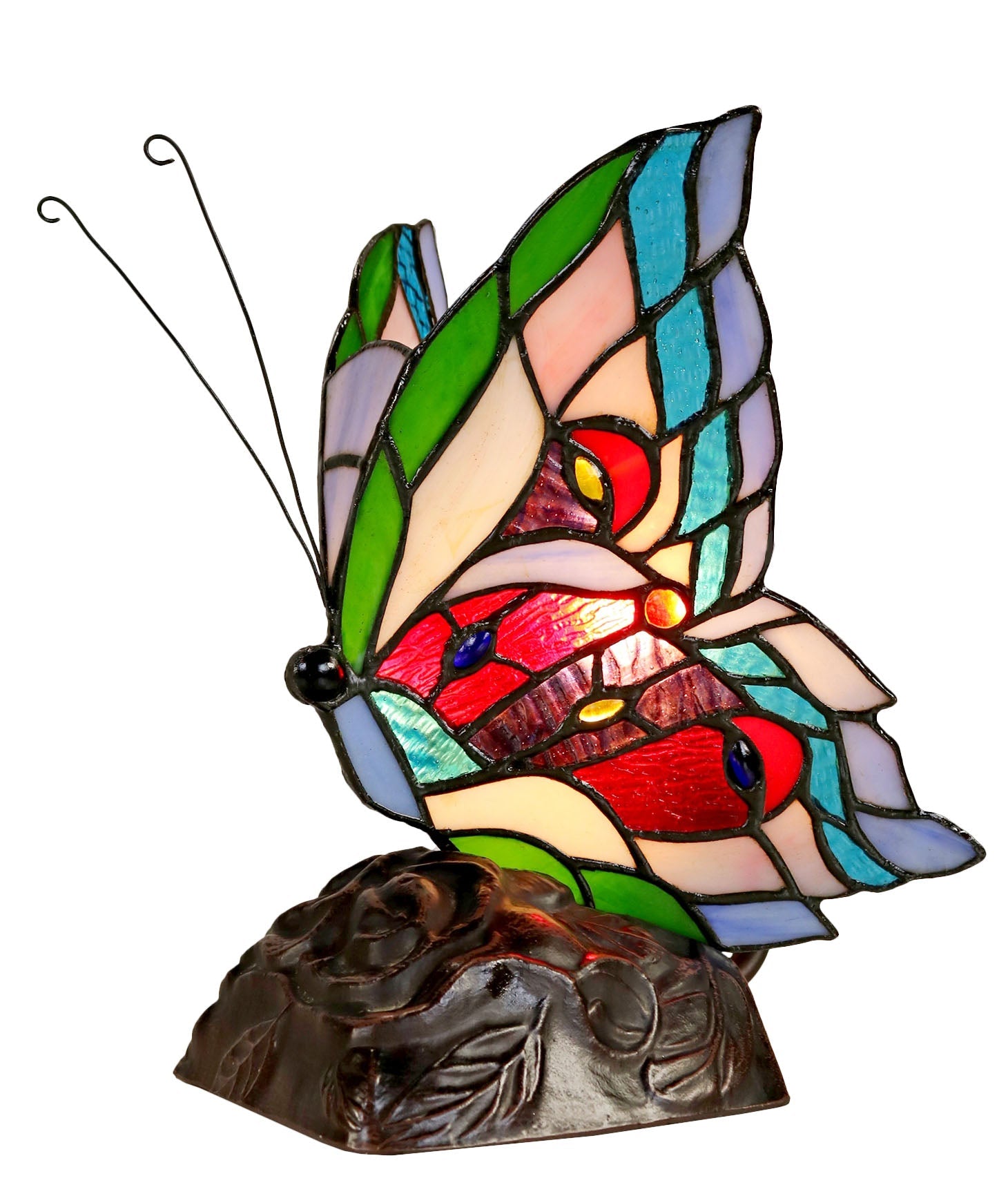 Multip-color Butterfly  Tiffany Leadlight Stained Glass Art Deco Table Lamp