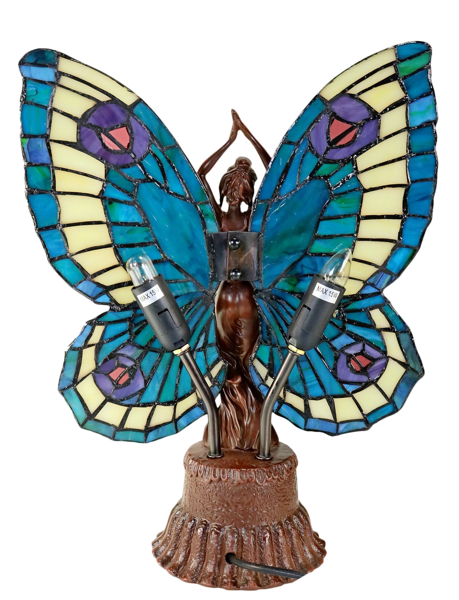 Vivid Fairy Angel Lady  Tiffany Stained Glass  Figurine Art Deco Lamp