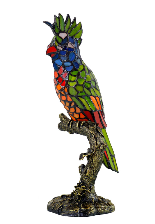 Cockatoo Tiffany Style Stained Glass Statue Table Lamp