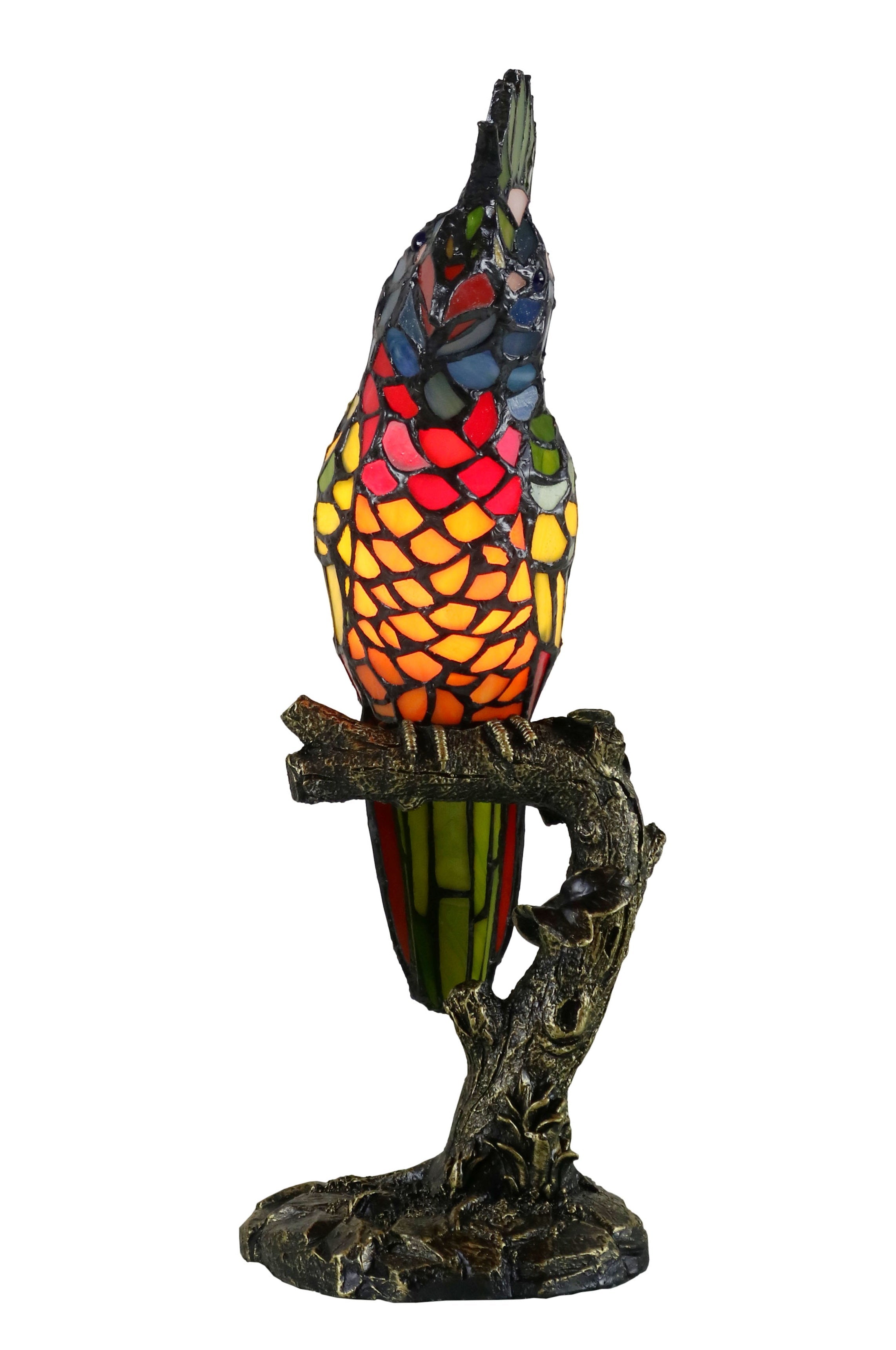 Cockatoo Tiffany Style Stained Glass Statue Table Lamp