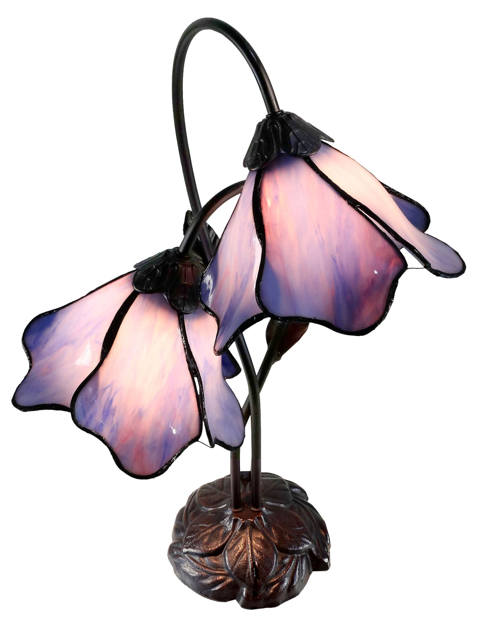 Double Lamp shade Flower  Water Lily Style Tiffany Table Lamp*Blue-Purple