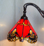 Red Jewel Carousel Style Leadlight Stained Glass Bridge Arm Tiffany  Floor Lamp