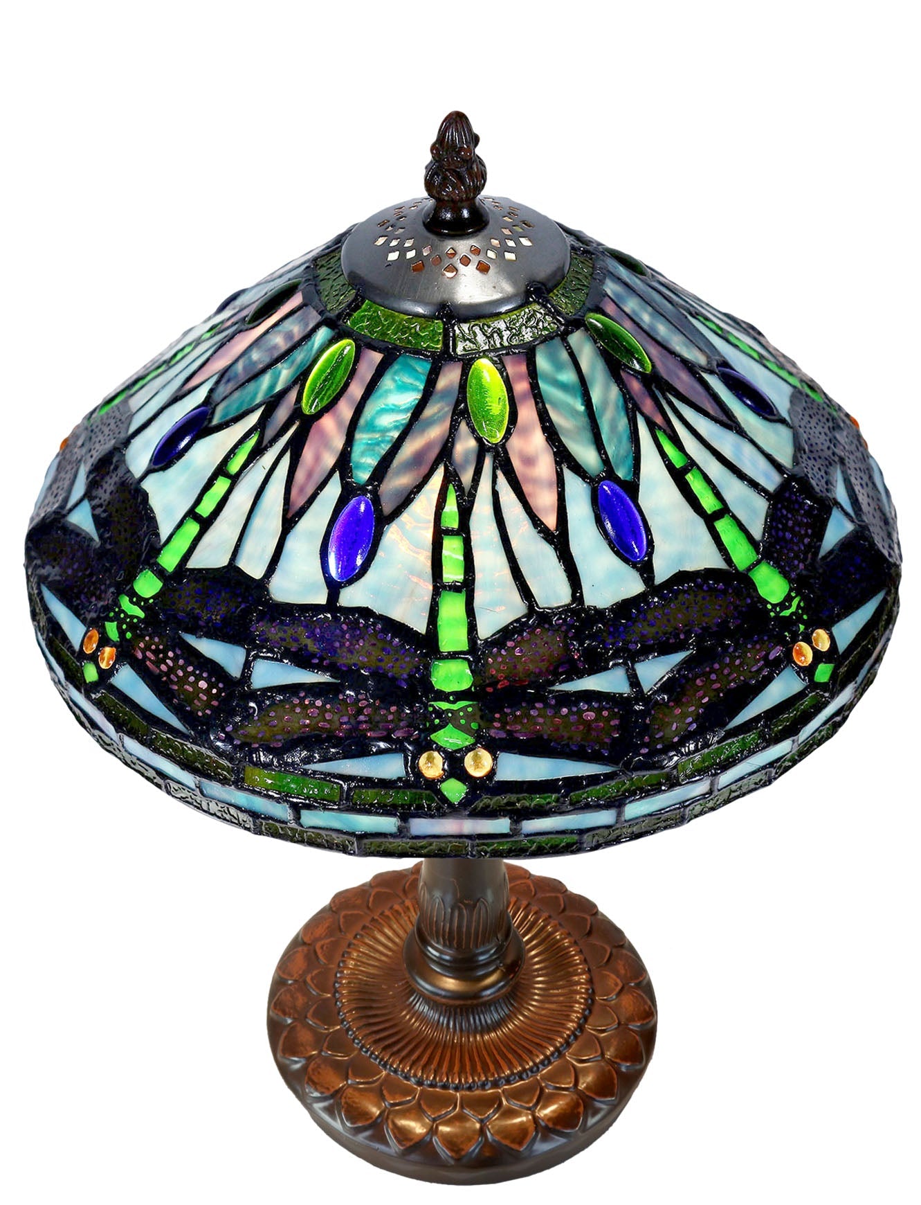 Limited Edition "Exquisite 10" @10” wide Dragonfly Style Tiffany Bedside Lamp