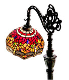 Red Dragonfly Style Leadlight Stained Glass Bridge Arm Tiffany  Floor Lamp