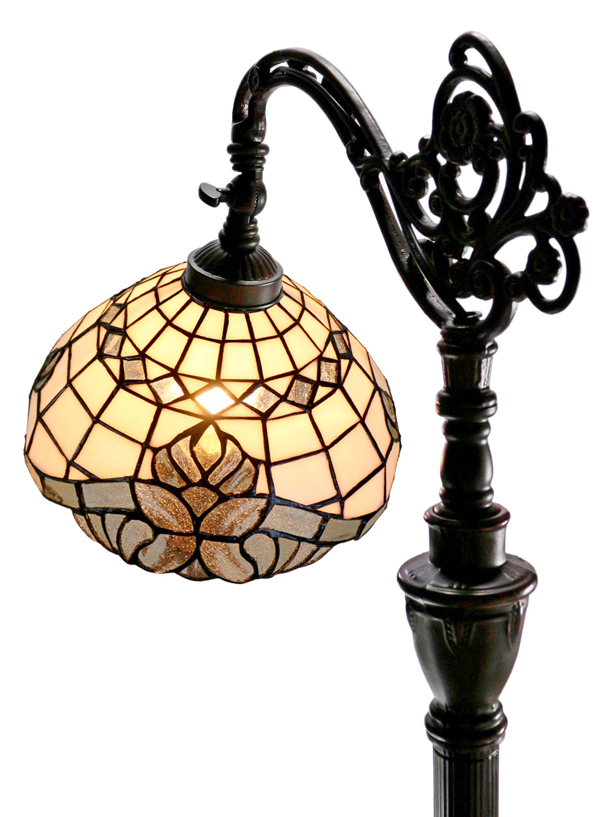 Baroque Style Vienna Leadlight Stained Glass Bridge Arm Tiffany Floor Lamp