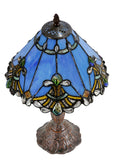 Stunning 12" Blue Jewel Carousel Tiffany Bedside Lamp