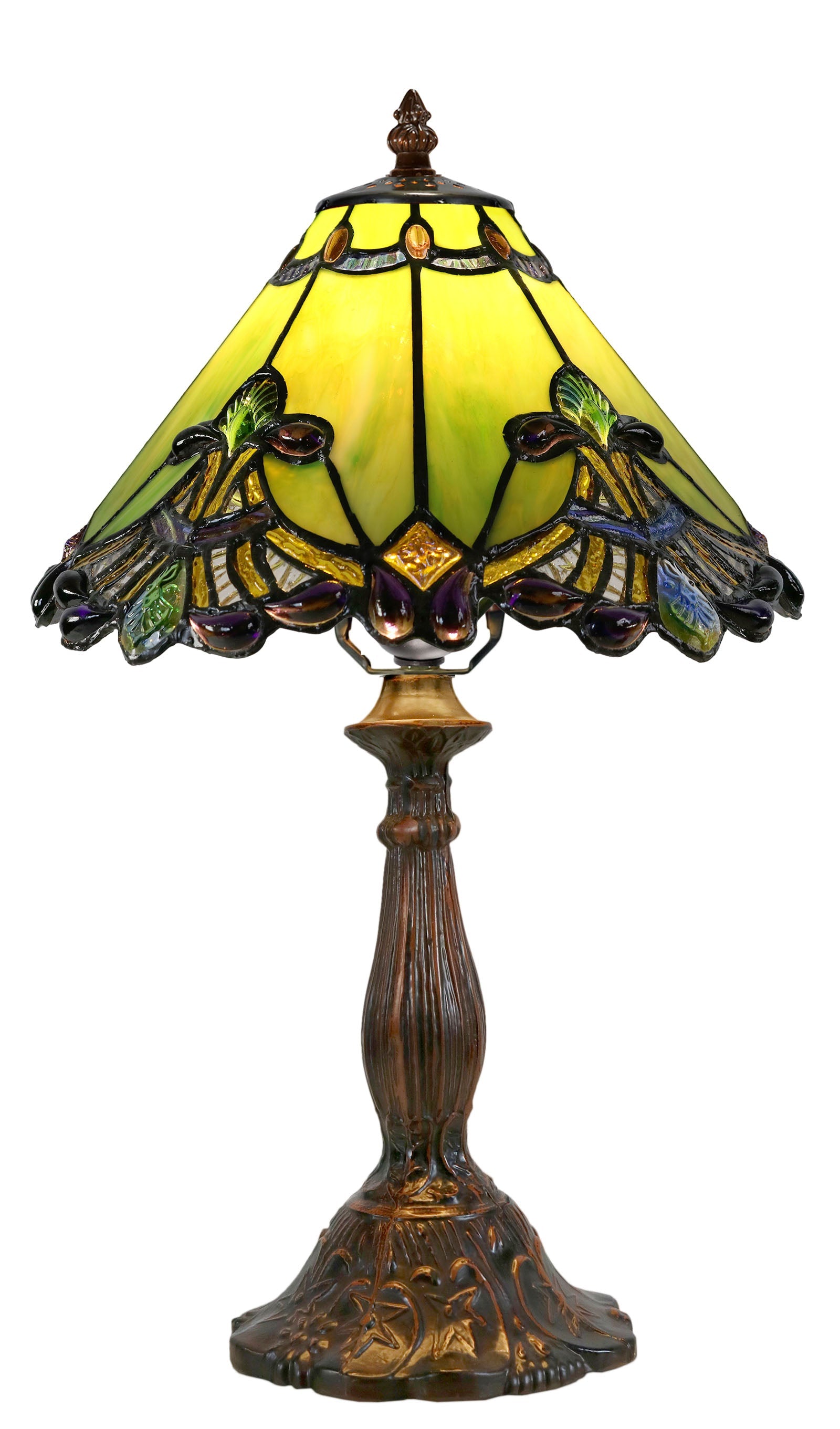 Amazing 12" Green Dragonfly Tiffany Bedside Lamp