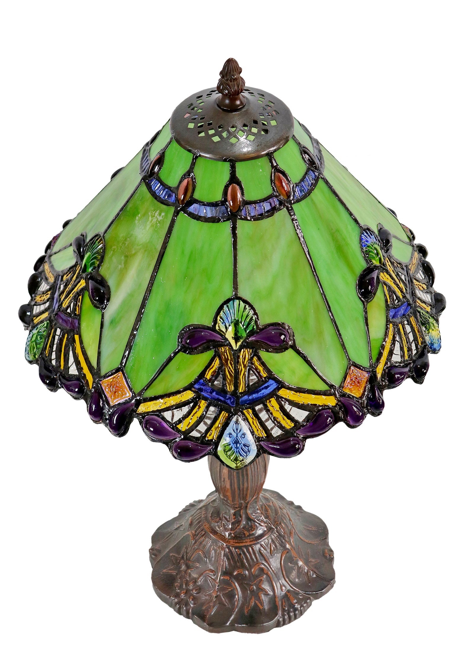 Amazing 12" Green Dragonfly Tiffany Bedside Lamp
