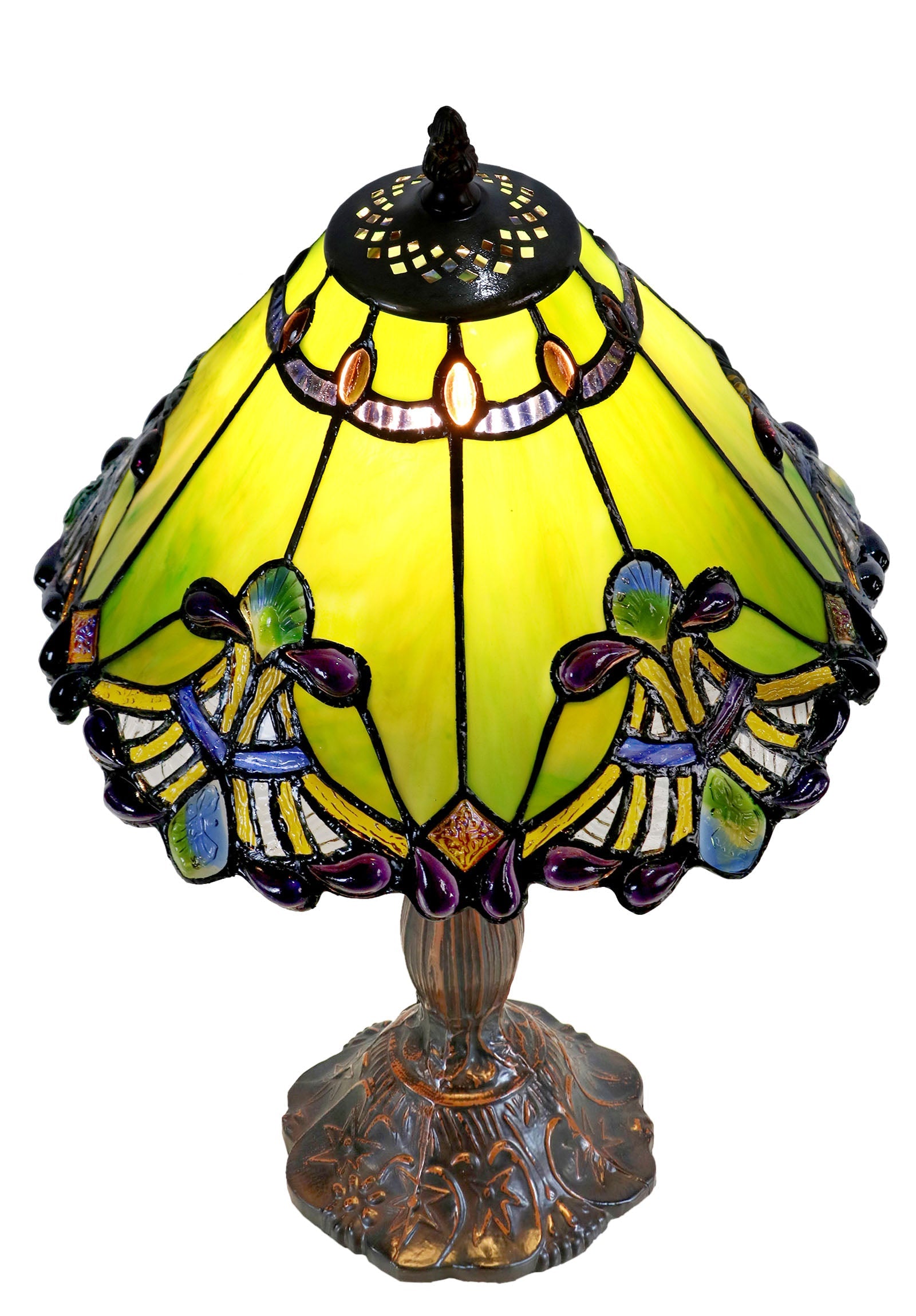 Amazing 12" Green Dragonfly Tiffany Bedside Lamp
