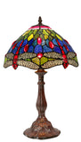 12"  Classical Blue, Green Red Dragonfly Style Tiffany Bedside Lamp