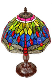 12"  Classical Blue, Green Red Dragonfly Style Tiffany Bedside Lamp