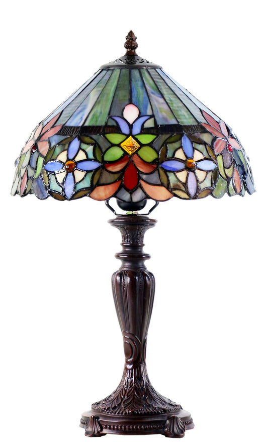 12" Floral Decorative Design Victorian Style Tiffany Bedside Lamp