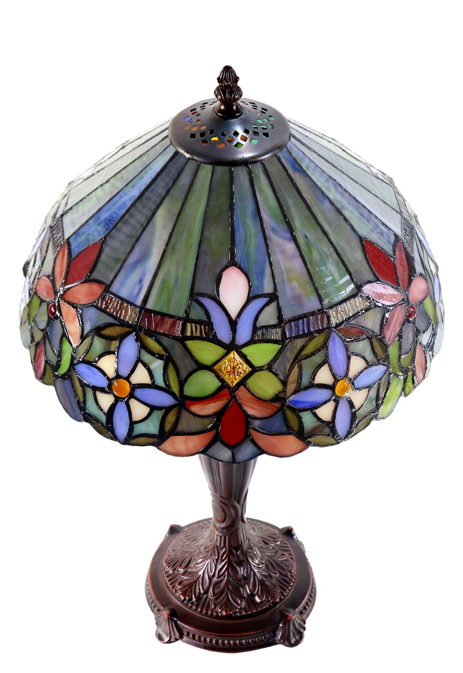 12" Floral Decorative Design Victorian Style Tiffany Bedside Lamp